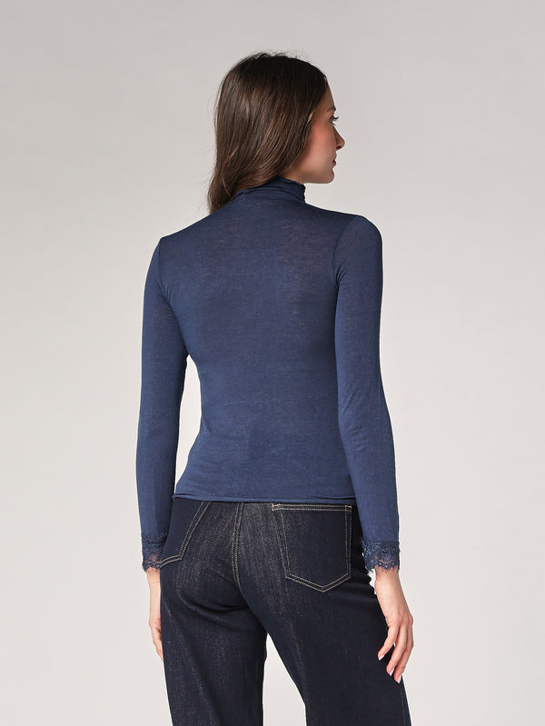 Dolcevita cashmere con pizzo