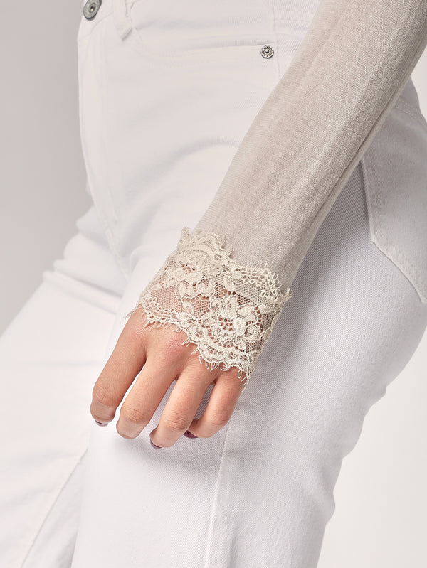 Dolcevita cashmere con pizzo