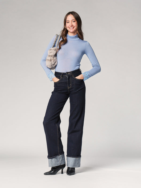 Dolcevita cashmere con pizzo