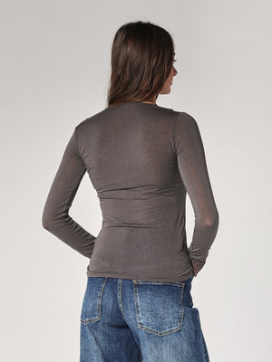 Maglia cashmere collo V pizzo