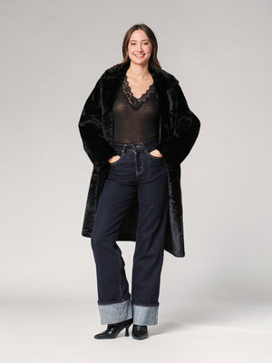 Maglia cashmere collo V pizzo