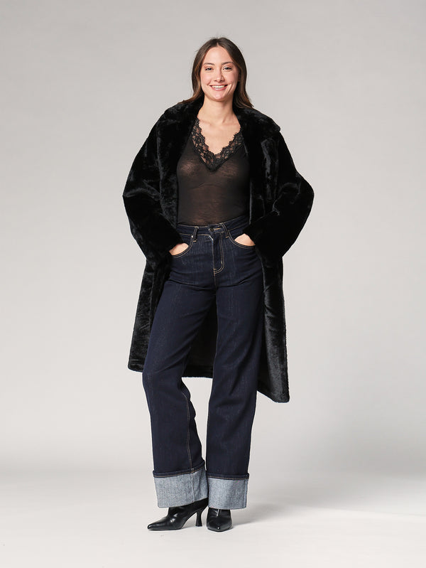 Maglia cashmere collo V pizzo