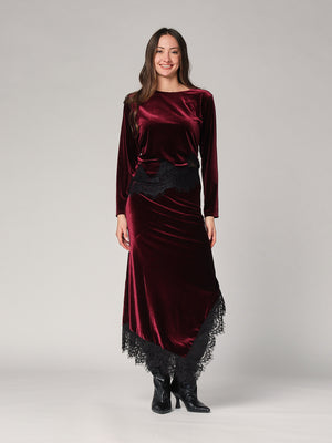 Maglia velluto con pizzo