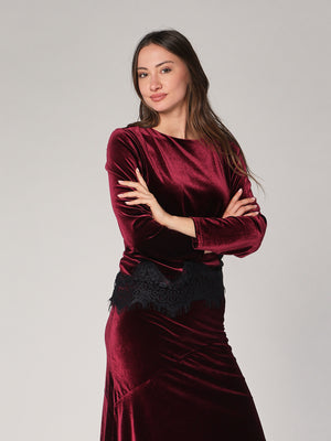 Maglia velluto con pizzo