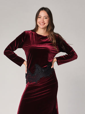 Maglia velluto con pizzo