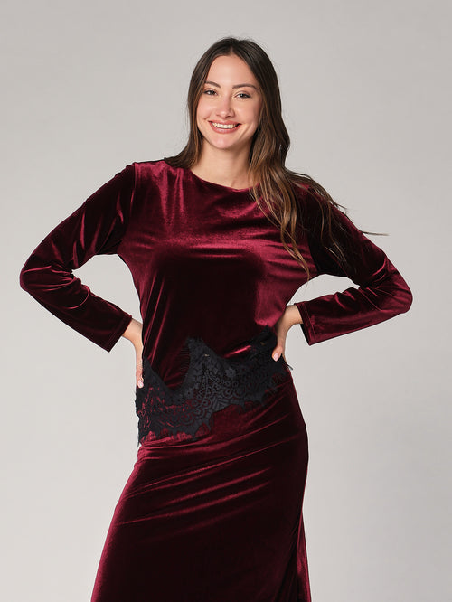 Maglia velluto con pizzo