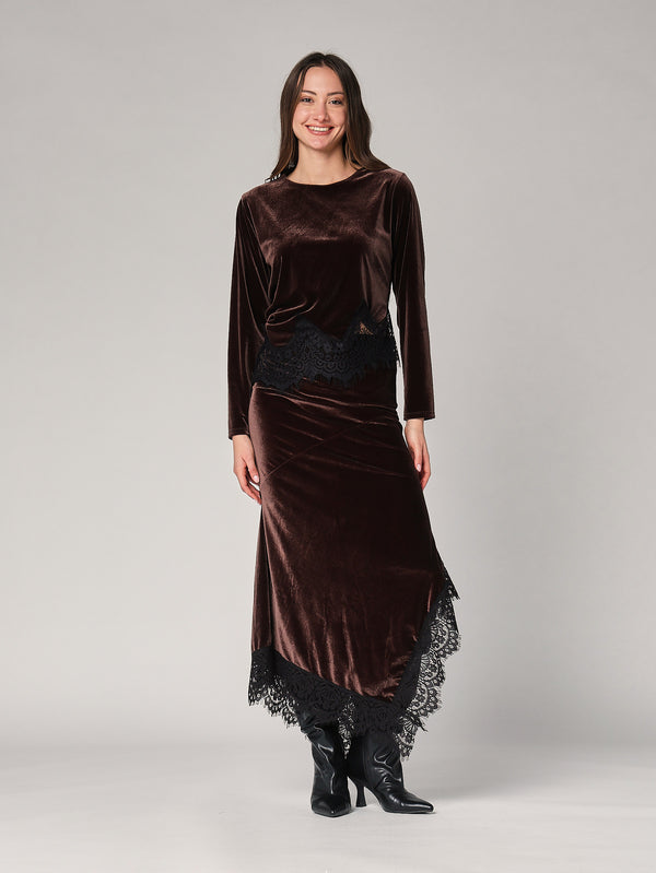 Maglia velluto con pizzo