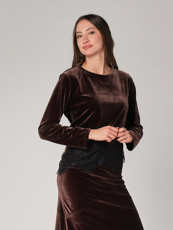 Maglia velluto con pizzo