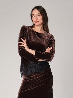 Maglia velluto con pizzo