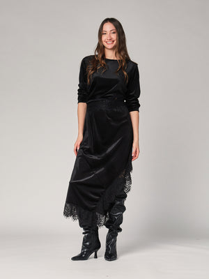 Maglia velluto con pizzo