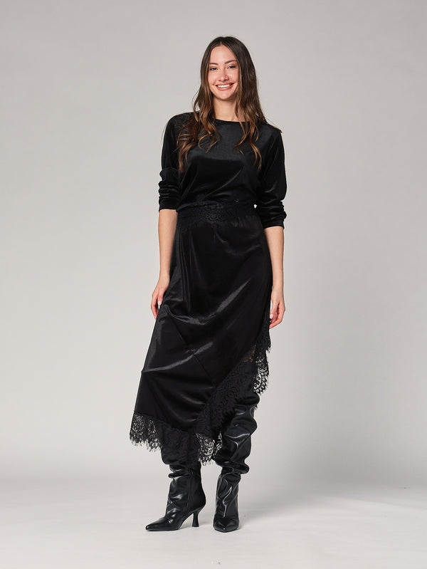 Maglia velluto con pizzo