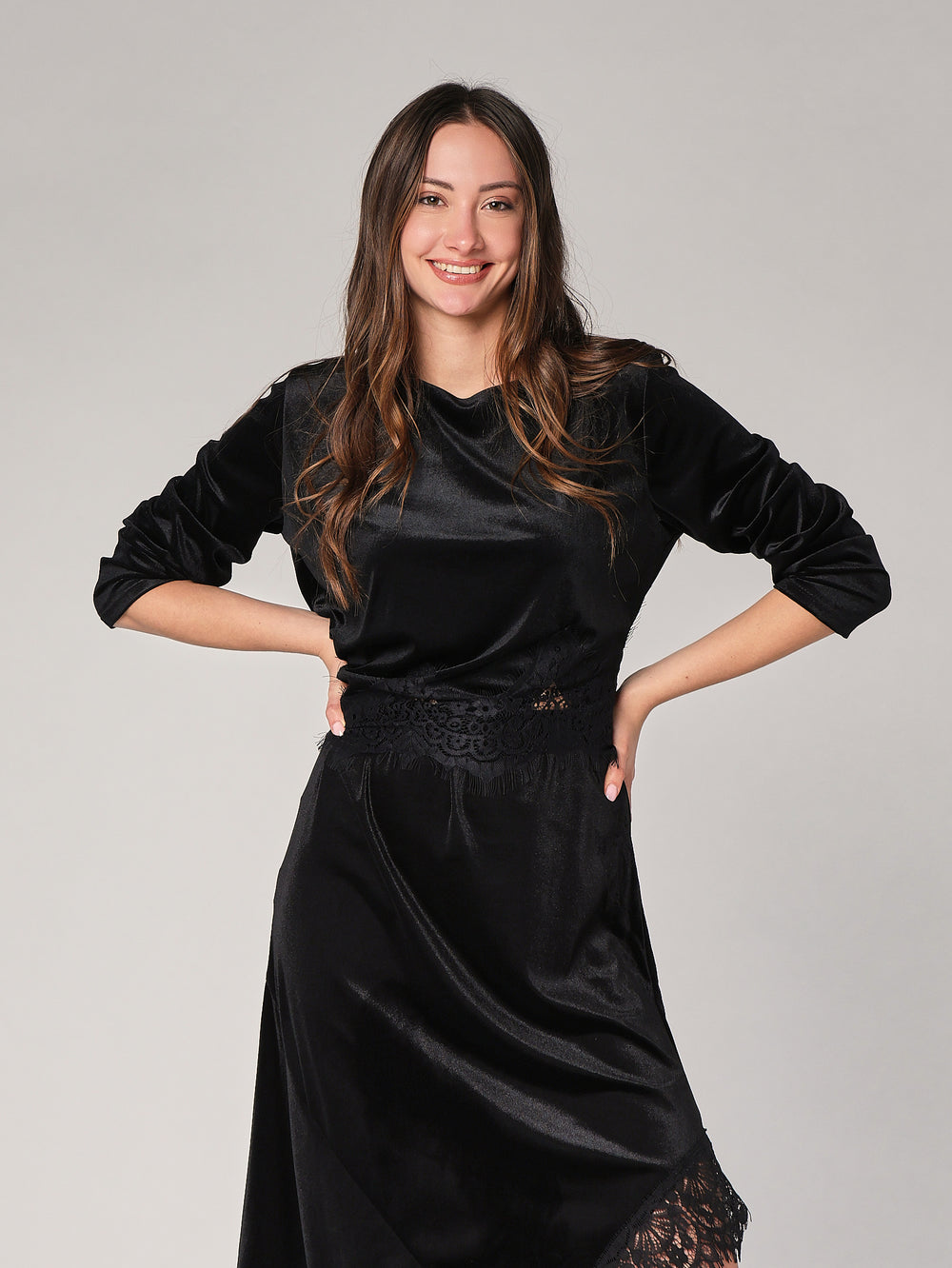 Maglia velluto con pizzo