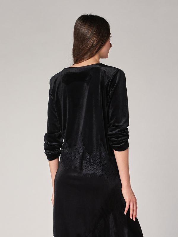 Maglia velluto con pizzo