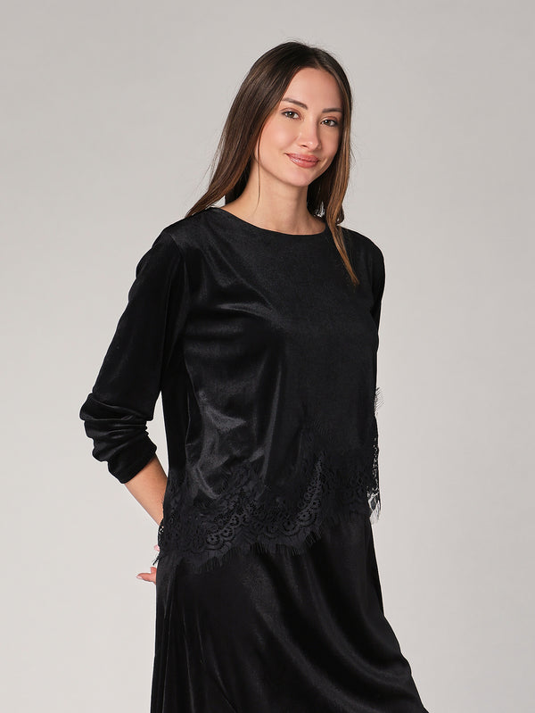 Maglia velluto con pizzo