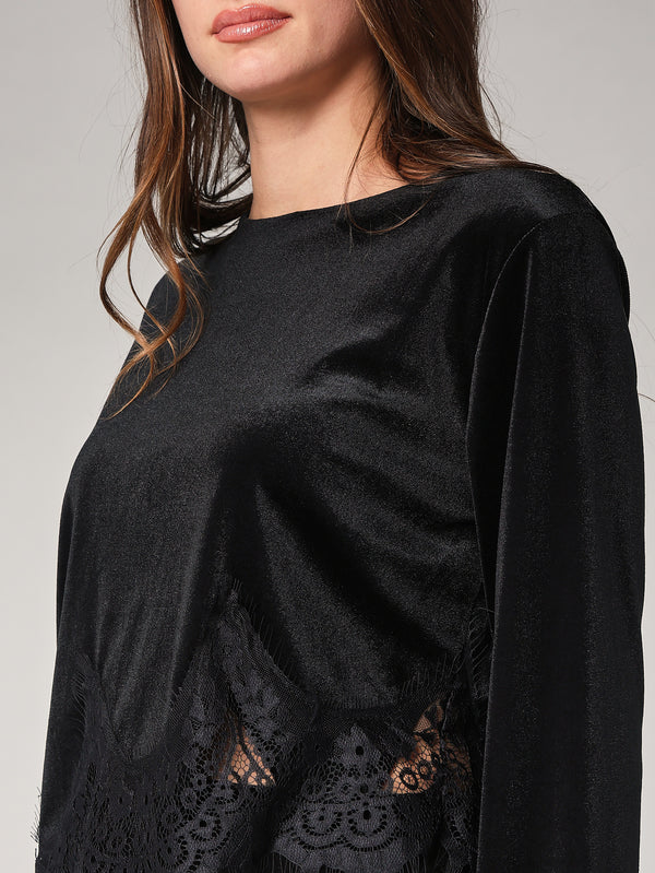 Maglia velluto con pizzo