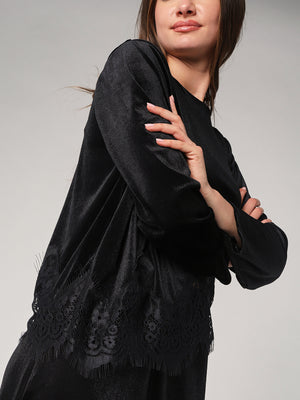 Maglia velluto con pizzo