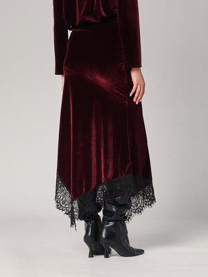 Gonna lunga velluto con pizzo