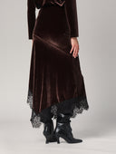 Gonna lunga velluto con pizzo