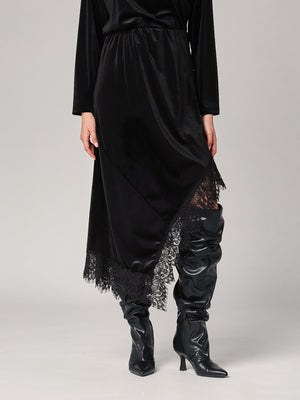 Gonna lunga velluto con pizzo