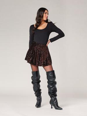 Minigonna plisse paillettes