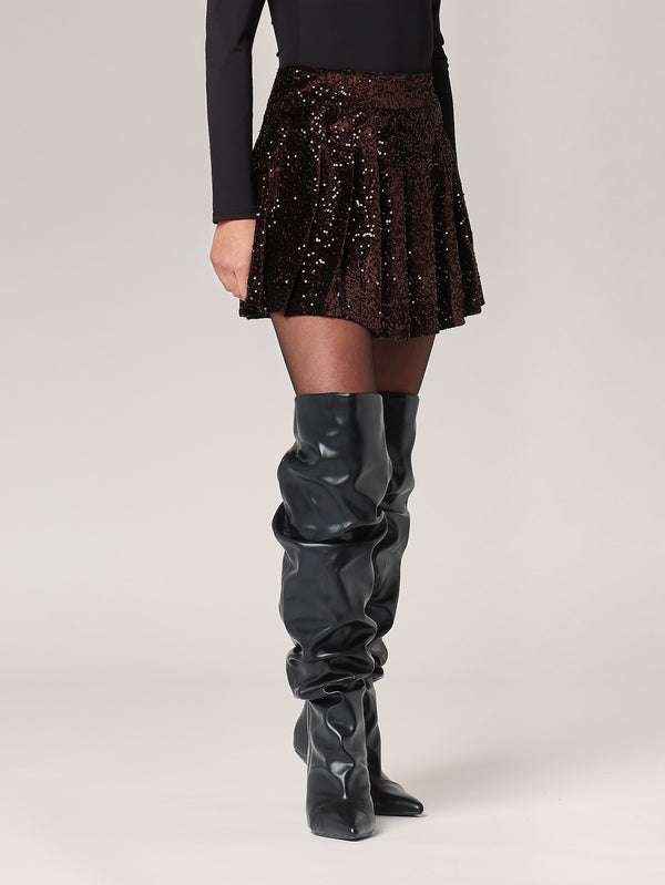 Minigonna plisse paillettes