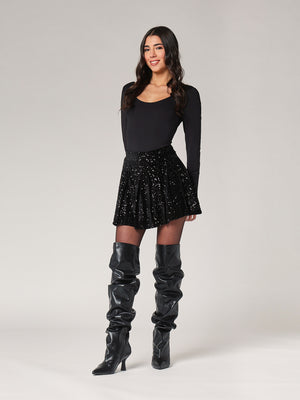 Minigonna plisse paillettes