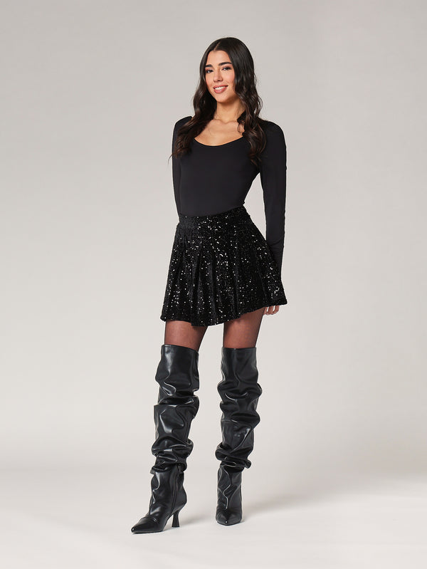 Minigonna plisse paillettes