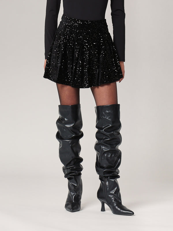 Minigonna plisse paillettes