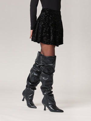 Minigonna plisse paillettes