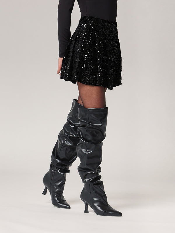 Minigonna plisse paillettes