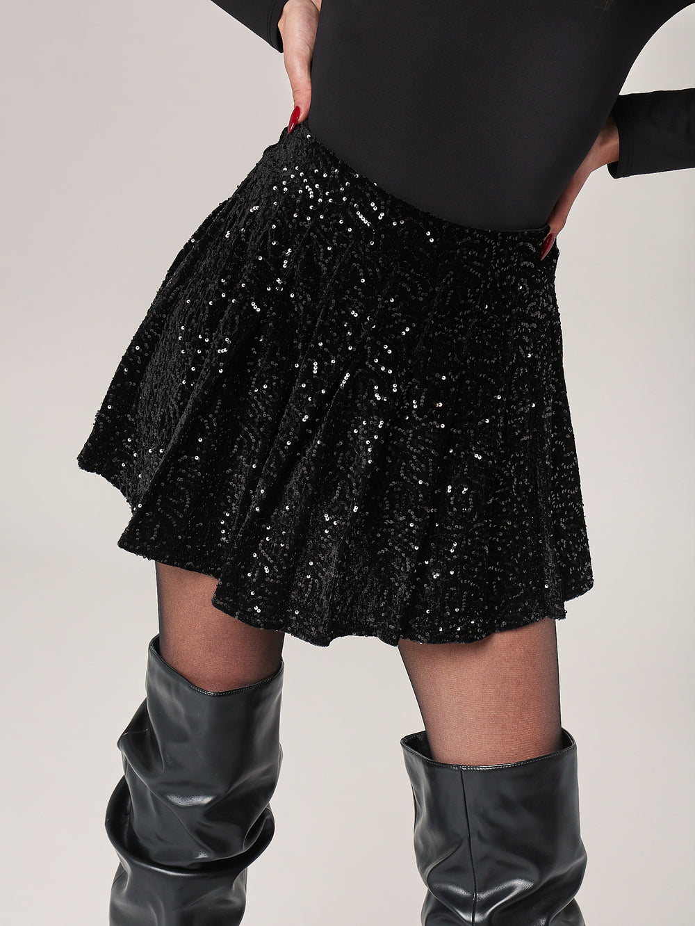 Minigonna plisse paillettes