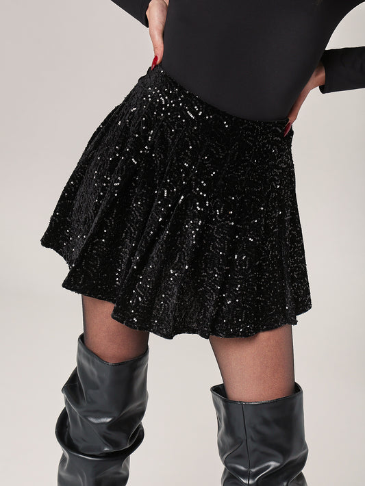 Minigonna plisse paillettes
