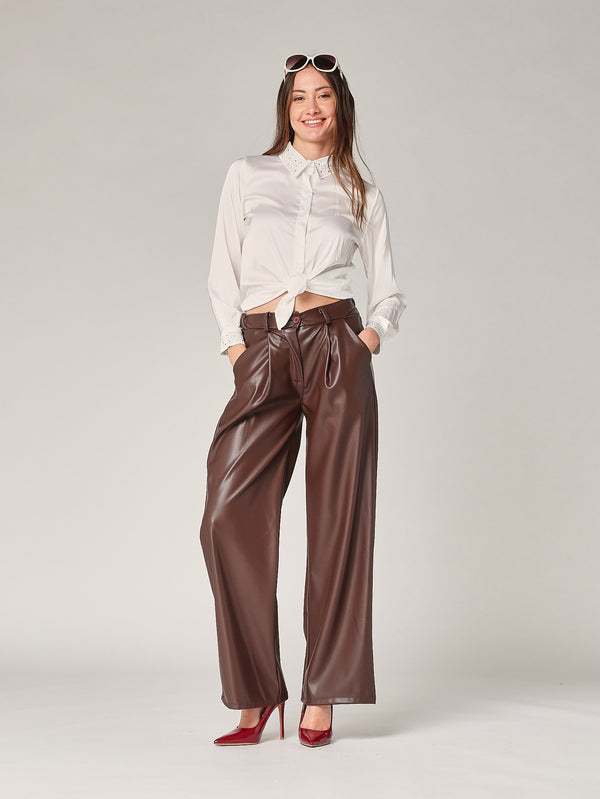 Camicia raso collo strass