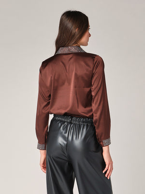 Camicia raso collo strass