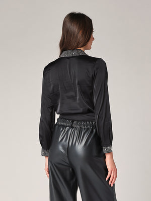 Camicia raso collo strass