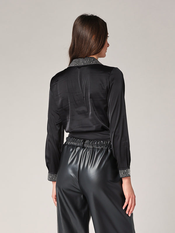 Camicia raso collo strass