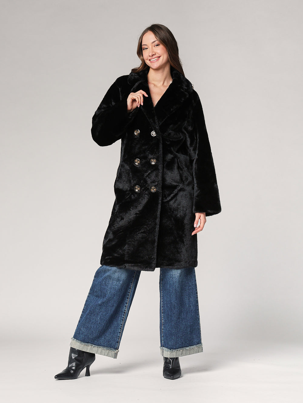 Pelliccia doppiopetto lunga