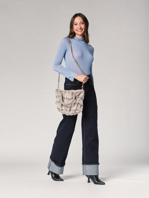 Borsa pelliccia mani trecce