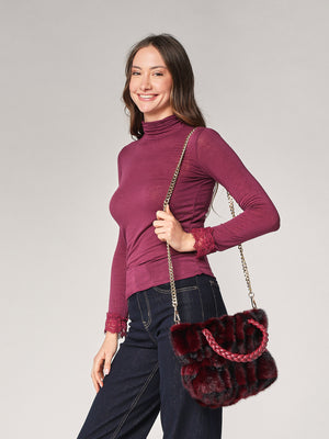 Borsa pelliccia mani trecce