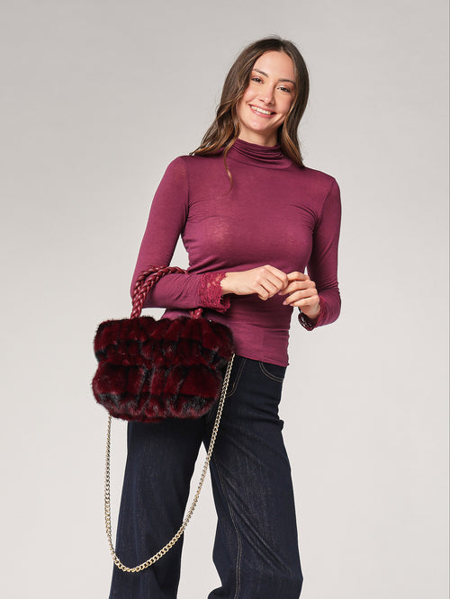 Borsa pelliccia mani trecce