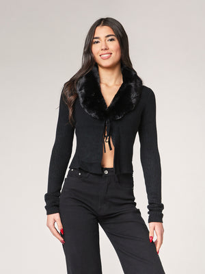 Maglia collo pelliccia