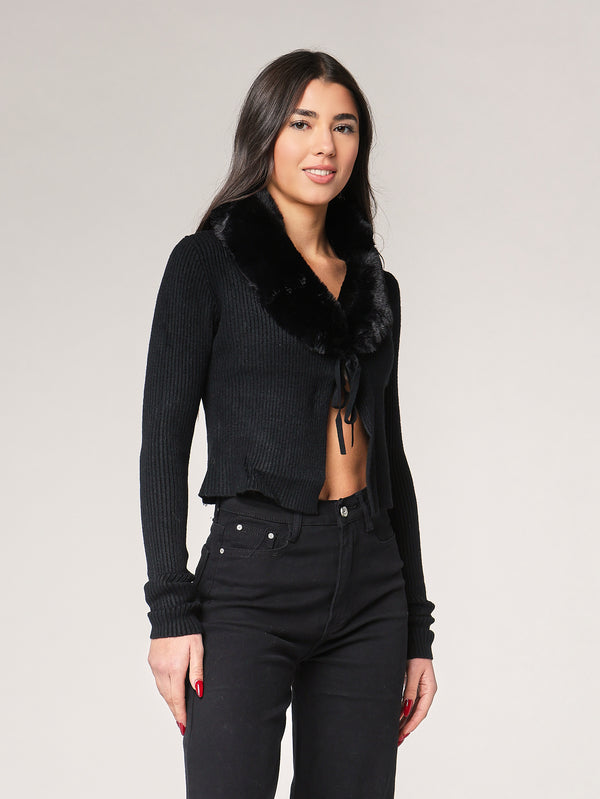 Maglia collo pelliccia