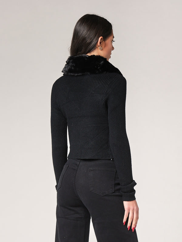 Maglia collo pelliccia