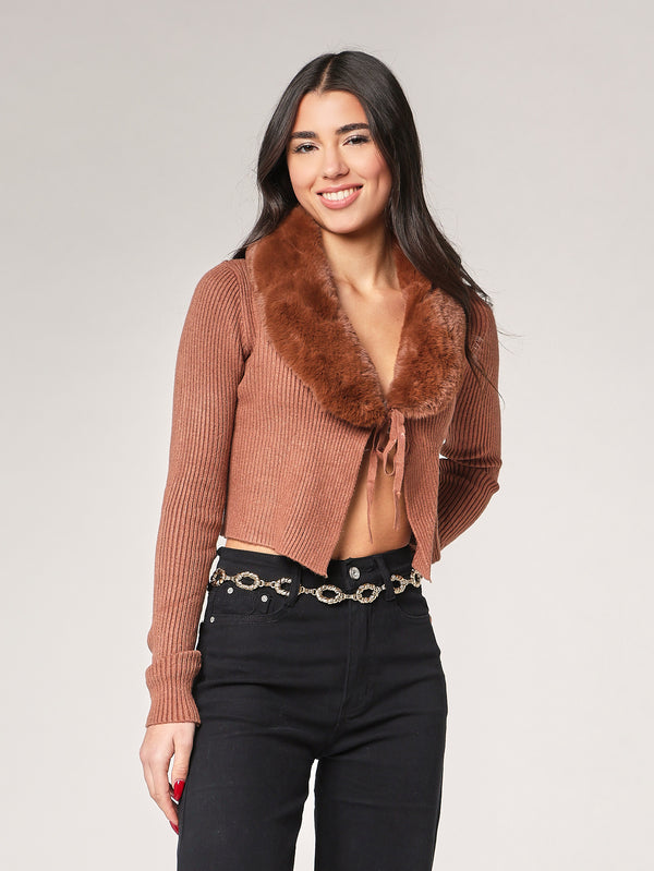 Maglia collo pelliccia