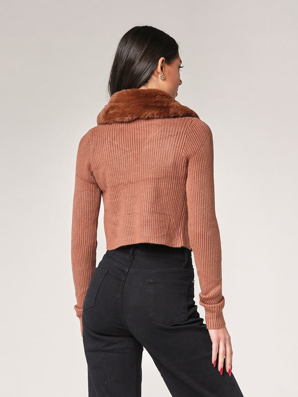 Maglia collo pelliccia