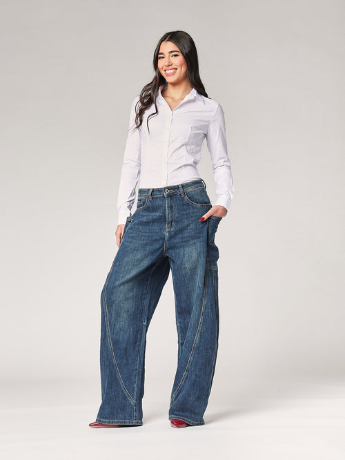 Jeans gamba larga cargo