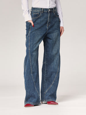 Jeans gamba larga cargo