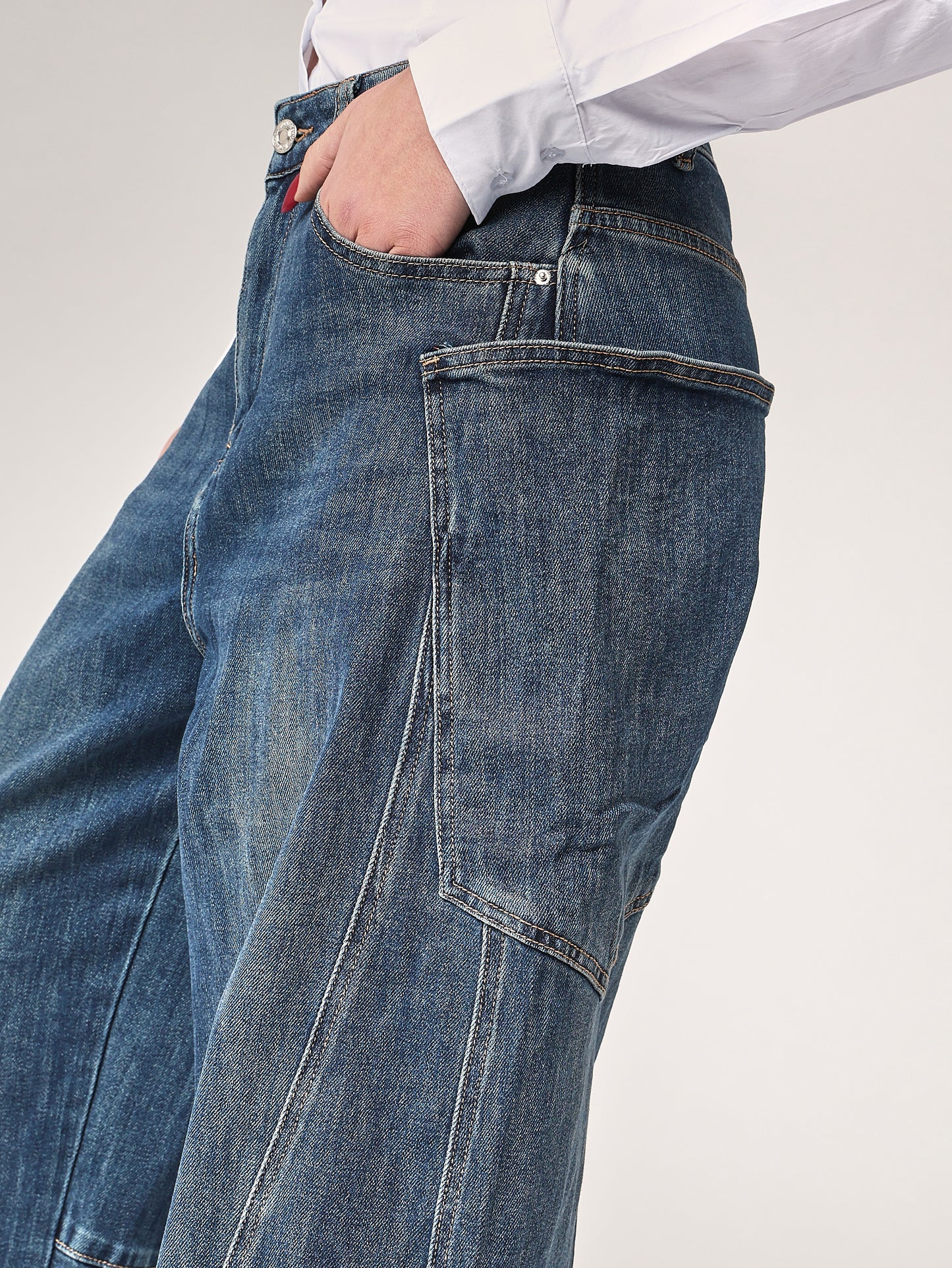 Jeans gamba larga cargo