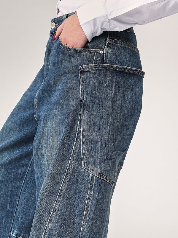 Jeans gamba larga cargo
