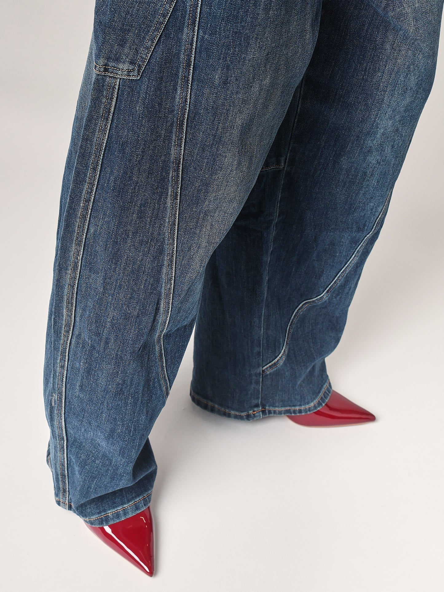 Jeans gamba larga cargo